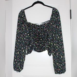 Floral Puffy sleeve crop top